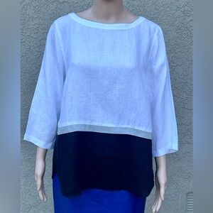 J. Jill Love Linen Color Block Boat Neck Top sz M